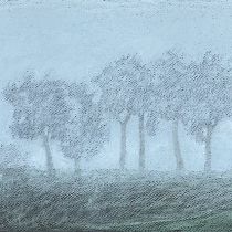 Mgła, tłusty pastel, 25 x 60 cm, 2022, kolekcja prywatna - Polska